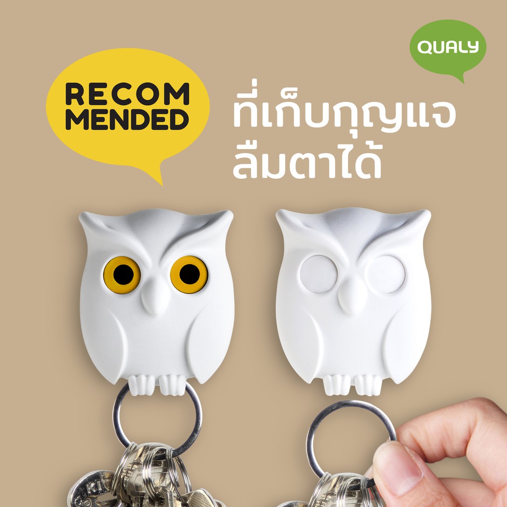 Night Owl Key Holder ที่แขวนพวงกุญแจ ดีไซน์ นกฮูก ที่เก็บกุญแจ ติดผนัง Qualy (ควอลี่) ราคา ถูกที่สุด ดีลบีเคเค แกลเลอรีภาพที่ 2