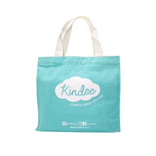 Kindee คินดี้ ถุงผ้ารักษ์โลก สีฟ้า เนื้อผ้าแข็งแรง พรีเมี่ยม จุของได้เยอะ