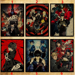 สติกเกอร์โปสเตอร์กระดาษ ลายเกม Persona 5 PS4 สไตล์ย้อนยุค งานฝีมือ สําหรับตกแต่งผนัง 1 ชิ้น