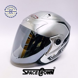 หมวกกันน็อค SPACECROWN รุ่น PHOENIX - 1 ชิลด์ปรอท มีให้เลือก 6 สี Open Face