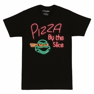 T-shirt  เสื้อยืด ลายนินจาเต่าพิซซ่านีออน สีดํา สําหรับวัยรุ่นS-5XL