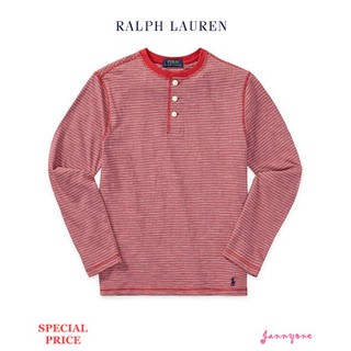 RALPH LAUREN STRIPED SLUB COTTON HENLEY