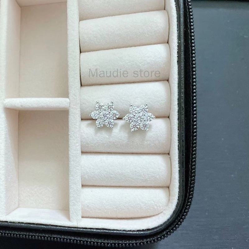 เต็มจริง Moissanite Diamond Clover ต่างหู 100% S925 ผู้หญิงดอกไม้ผู้หญิง Moissanite ต่างหู
