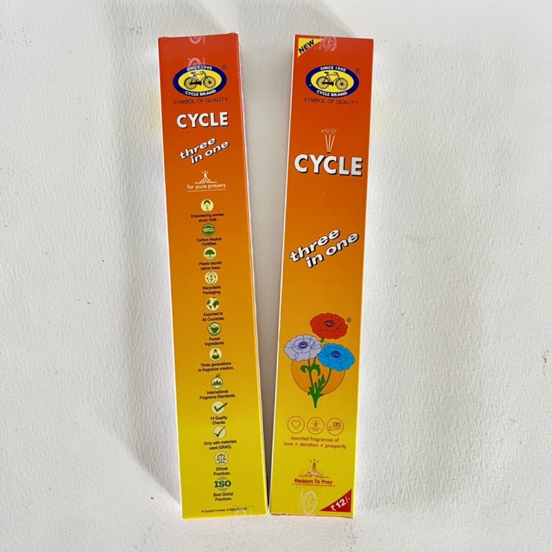 ธูปอินเดีย/ Cycle Three in one/ 1 กล่องมีธูป 3 กลิ่น