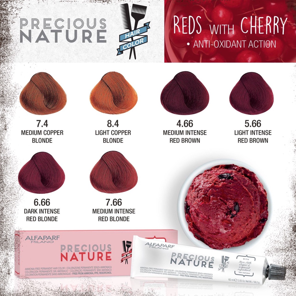 Alfaparf Precious Nature color creme 60ml ยาย้อมผมปกปิดผมขาวปราศจาก ammonia , PPD , Resorcinol พร้อม