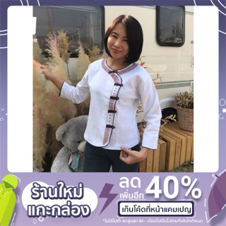 เสื้อคอป้ายลายตาข่าย แขนสี่ส่วน