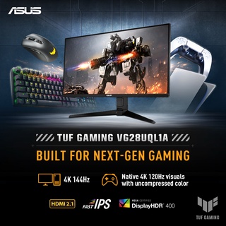 ASUS VG28UQL1A TUF Gaming 28” 4K 144HZ DSC HDMI 2.1 Gaming Monitor  - UHD (3840 x 2160), Fast IPS, 1ms, Extreme Low Motion Blur Sync, G-SYNC Compatible, FreeSync Premium, Eye Care, DCI-P3 90%