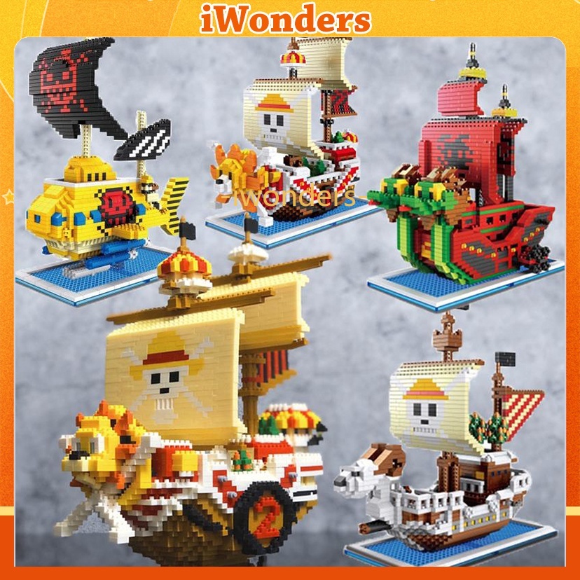 บล็อกนาโน Thousand Sunny One Piece เรือโจรสลัดรุ่น MOC Building Blocks Wanli Sunshine Aldult เด็ก DI