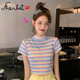 ครอปไหมพรมคอเต่าเรนโบว์