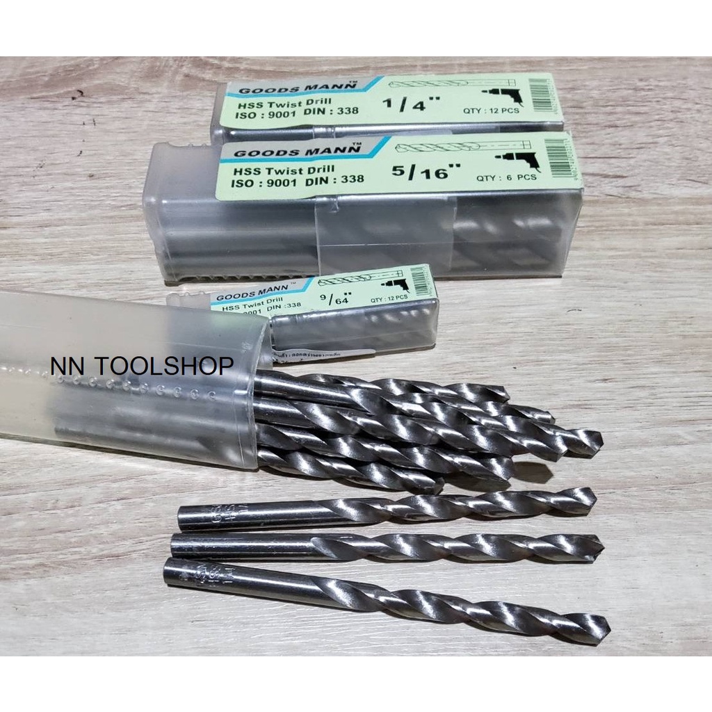 Goods mann ดอกสว่านเจาะสแตนเลส เจาะเหล็ก เจาะไม้ สีเงิน ขัดเงา สินค้าพร้อมส่ง