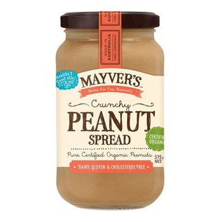 Mayvers Organic Peanut Spread Crunchy 375g เมย์เวอร์สถั่วลิสงออร์แกนิคสเปรดกรุบกรอบ 375 กรัม