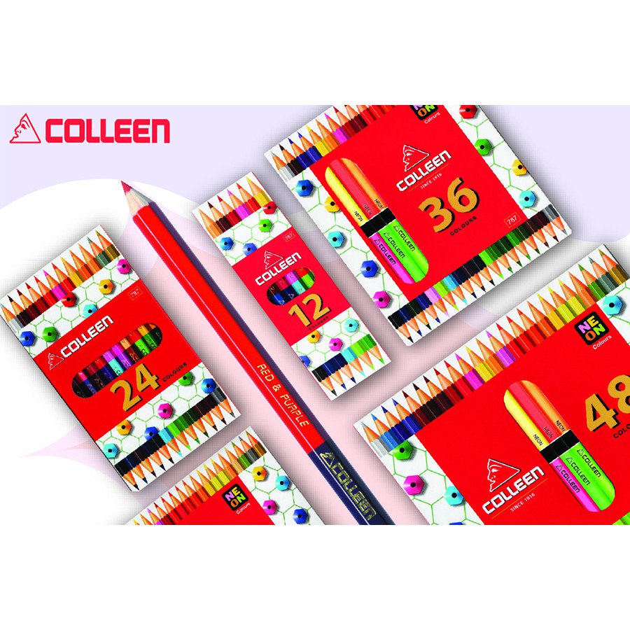 สีไม้คลอรีน 2 หัว COLLEEN 12 / 24 / 36 / 48 / 60 / 100 สี No.787