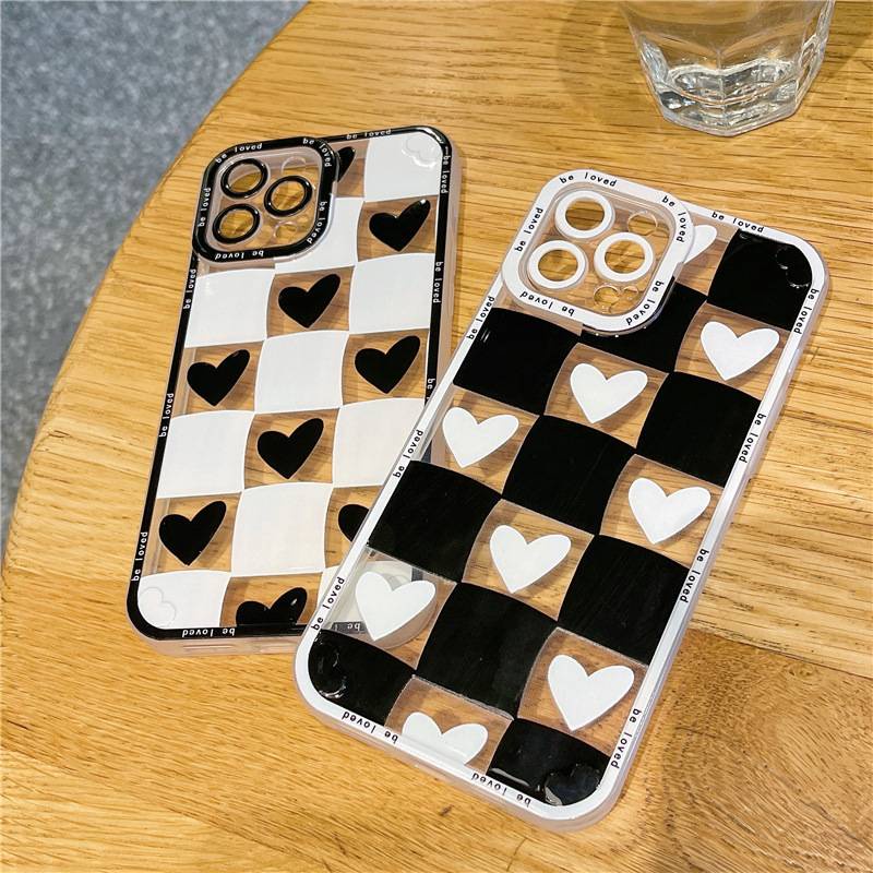 -พร้อมส่งในไทย-เคสซิลิโคน สกรีนลายตารางขาว/ดำ TPU นิ่ม สำหรับรุ่น 14/14PRO 14 PROMAX 13/13PRO 13PROMAX 12 11 XS#267 ราคา ถูกที่สุด ดีลบีเคเค แกลเลอรีภาพที่ 6