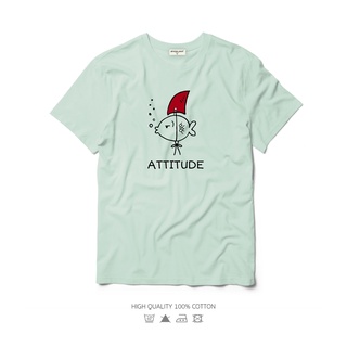 เสื้อยืดผ้า cotton 100% ลาย “Attitude” ใส่คู่กับขาสั้นกางเกงยีนส์ได้หมด สวมใส่สบาย