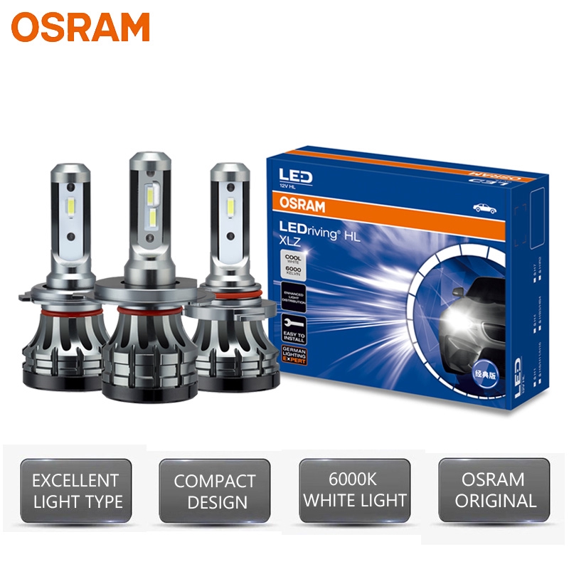 OSRAM LED H1 H4 H7 H8 H11 H16 HB2 HB3 HB4 HIR2 6000K สีขาว XLZ CLASSIC 9003 9005 9006 9012 รถ LED หัวโคมไฟ, แพ็ค 2