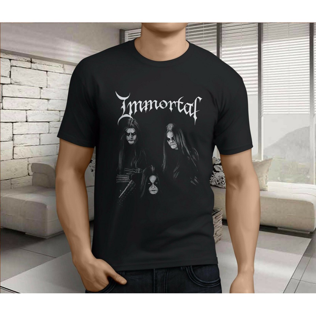 Fall and winter tshirt Immortal Metal Rock popular Music Black plus
