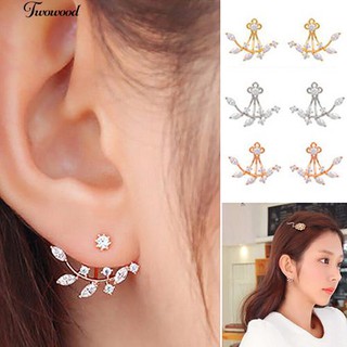 แฟชั่นสตรีพังค์ Retro หูต่างหูคริสตัลใบหูโค้งหู Studs