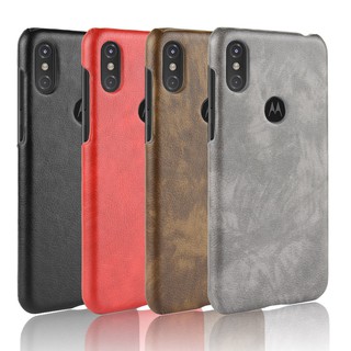 ลิ้นจี่เปลือกแข็งลายกลับปกคลุมกรณีโทรศัพท์ Motorola Moto E5 Plus E6 Play G6 G7 Z3 One Power P30 Note Cover Case