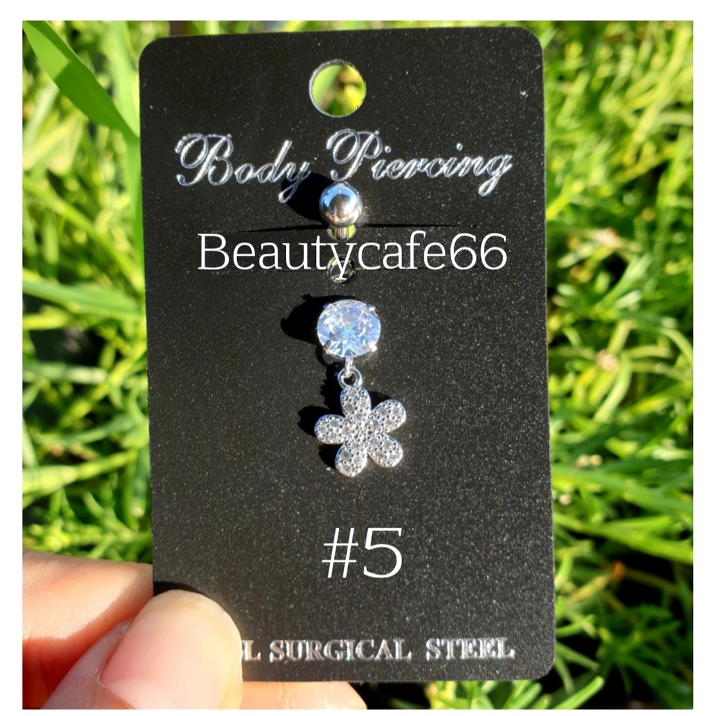 SD30 (1pc.) จิวสะดือแฟชั่นเกาหลี แพ้ง่ายใส่ได้ Surgical Steel Anti Allergic จิวสะดือ ก้านหนา 1.6 mm ยาว 10 mm.