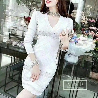 พร้อมส่ง 👸pearl knitting minidress 👰RSR