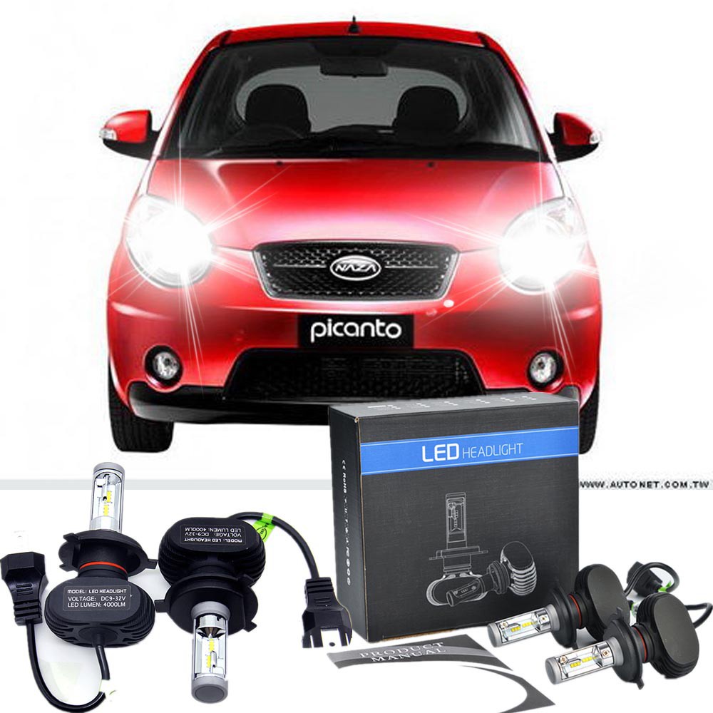 1 คู่ LED ไฟหน้ารถ 8000LM Auto LED ไฟหน้า h4 สําหรับ Kia Picanto (SA) 1st Gen,2005 - 2011
