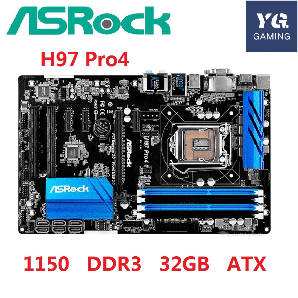 Used slot LGA1150 H97 เมนบอร์ดสําหรับ ASRock H97 Pro4 บอร์ดเดสก์ท็อป USB3.0 SATA3 DDR3
