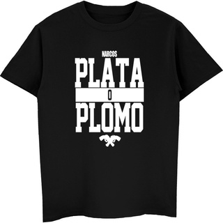 [S-5XL] เสื้อยืดคอกลม ผ้าฝ้าย พิมพ์ลาย Plata O Plomo Narcos Pablo Escobar คุณภาพสูง แฟชั่นฤดูร้อน สไตล์ฮิปฮอป