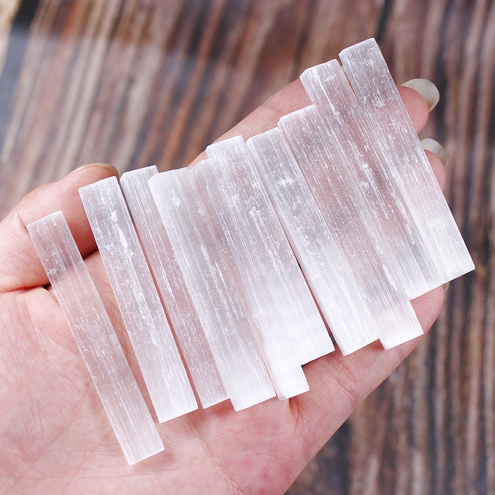 10pcs Selensite Stick การทําสมาธิยิปซั่มคริสตัลธรรมชาติ Healing Chakra Energy Stone Home Room Decor