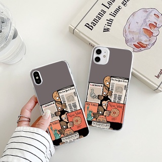 read newspaper เคสไอโฟน  iPhone 11  pro max 12 13 พลัส cute 7 8 plus se2020 phone case Xr 14 promax 8 Xs X max เคส นิ่ม