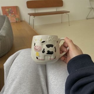 [พร้อมส่ง] 🐮 Ins cow milk mug แก้วเซรามิคลายวัว แก้วน้ำ