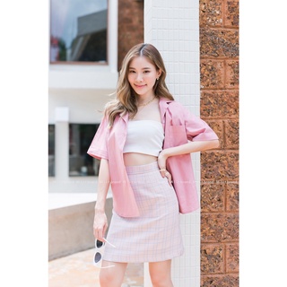 Baby pink scotch Skirt (Mlit_Brand) (ลายชิโนริตารางสีชมพู)