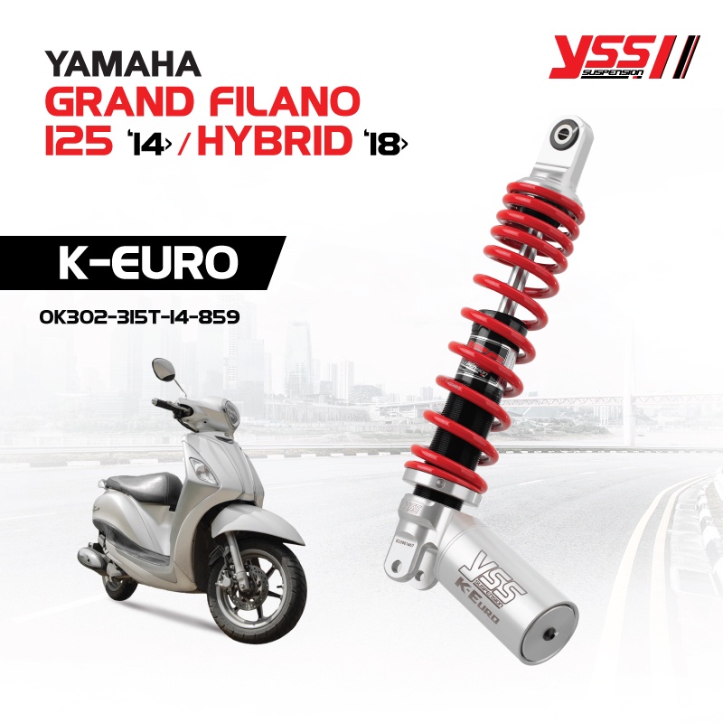 โช้คอัพ YSS รุ่น K-EURO สำหรับ YAMAHA GRAND FILANO 125 ปี 2014 -2022 / HYBRID ปี 2018-2022