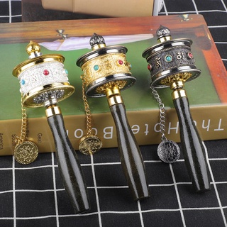 Alloy Tibetan Buddhism Six Words Mantra Hand Cranking Buddhist Prayer Wheel