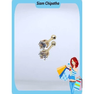 จิวสแตนเลส สำหรับเจาะตรงบริเวณกระดูกอ่อนของหู | CZ.BB | CZ Stud(Ball Back) earring for Men Women CZ Steel