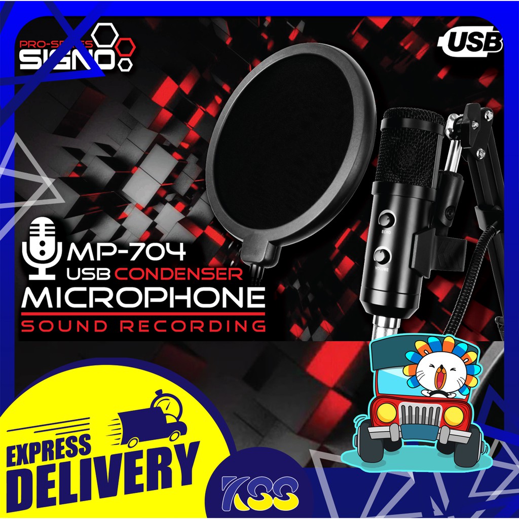 ไมค์คอนเดนเซอร์ SIGNO Pro-Series MP-704 USB Condenser Microphone Sound Recording รับประกัน 1 ปี