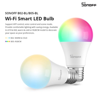 Sonoff B02/B05-Bl หลอดไฟอัจฉริยะ Wifi Rgb E27 หรี่แสงได้ 220V Alexa Google Home Assistant ควบคุมด้วยเสียง