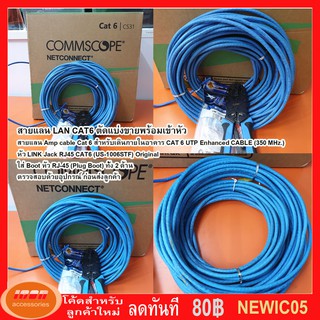 สายแลน LAN CAT6 ตัดแบ่งขายพร้อมเข้าหัว สาย AMP สีฟ้า (กลุ่ม1)