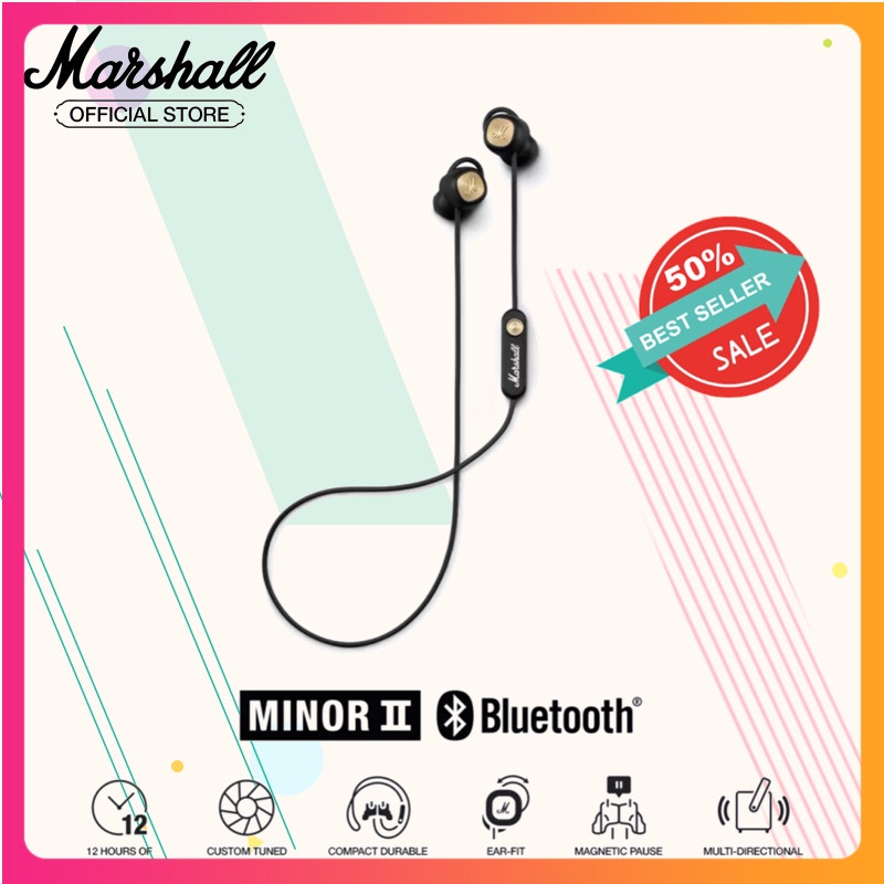 Marshall MINOR II Bluetooth Earphones wireless headset Noise canceling headset Sports headset