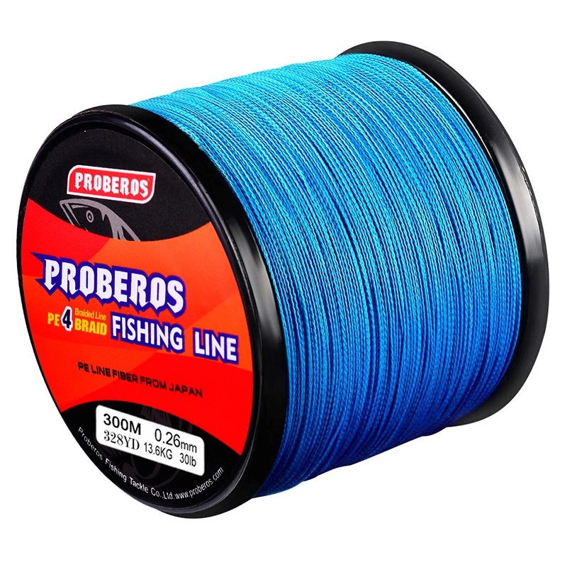 1-2วัน(ขอโทษอย่างแรง ขายแพงไม่เป็น)PROBEROS X4 300M -Blue สายPEถัก 4 สีฟ้า เหนียว ทน ยาว 300เมตร【555