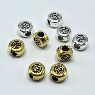 ลูกปัดเงินทิเบตลายโอม 10mm