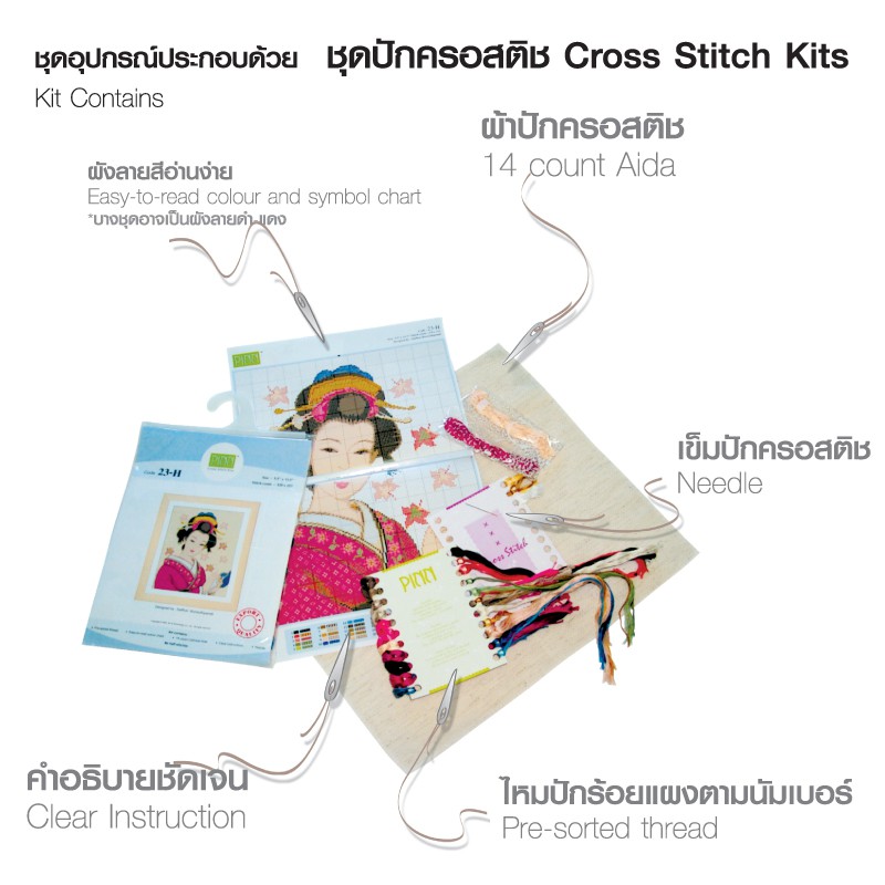 Pinn Shop ชุดปักครอสติช : ไวน์แดง (04-J) - รูปที่ 2