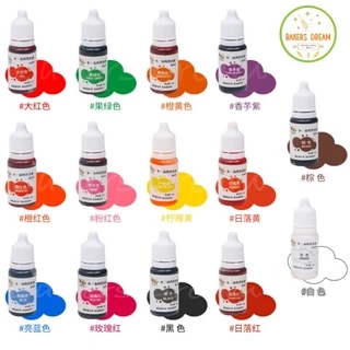 สีเจลผสมอาหาร ขนาด 10 ml. (14 สี / แพค)