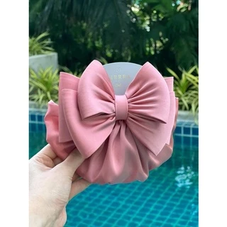 เน็ตติดผมผ้าซาตินที่เรียบและหรู กิ๊บติดผม โบว์ติดผมรุ่น Italy Silk Satin