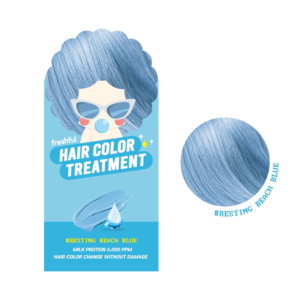 Freshful Hair Color Treatment #Resting Beach Blue เฟรชฟูล แฮร์คัลเลอร์ทรีทเม้นท์ #เรสติง บีช บลู