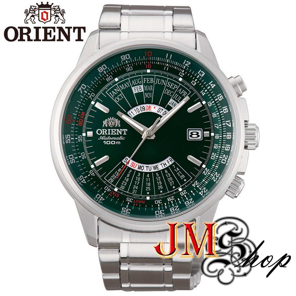 Orient Sports Mechanical Automatic นาฬิกาข้อมือผู้ชาย สายสแตนเลส รุ่น EU07007F (สีเงิน /หน้าปัดสีเขียว)