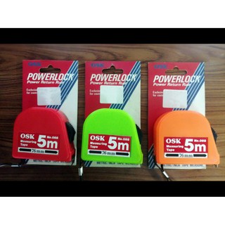 ตลับเมตร 5.0m. ยี่ห้อ OSK รุ่น POWERLOCK มีให้เลือก 3สี: ส้ม, เขียว &amp; แดง. ได้มาตรฐาน ใช้ในงานก่อสร้าง งานวัดต่างฯby JHW