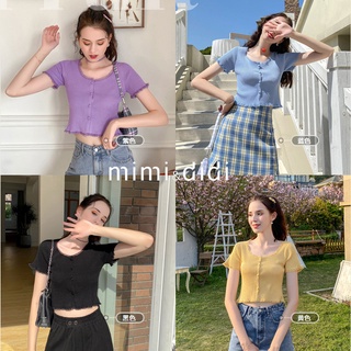 mimi&amp;didi 💖 เสื้อครอปแขนสั้น คอกลมหยัก สวยเก๋ น่ารัก ครอปน่ารัก❤️3782