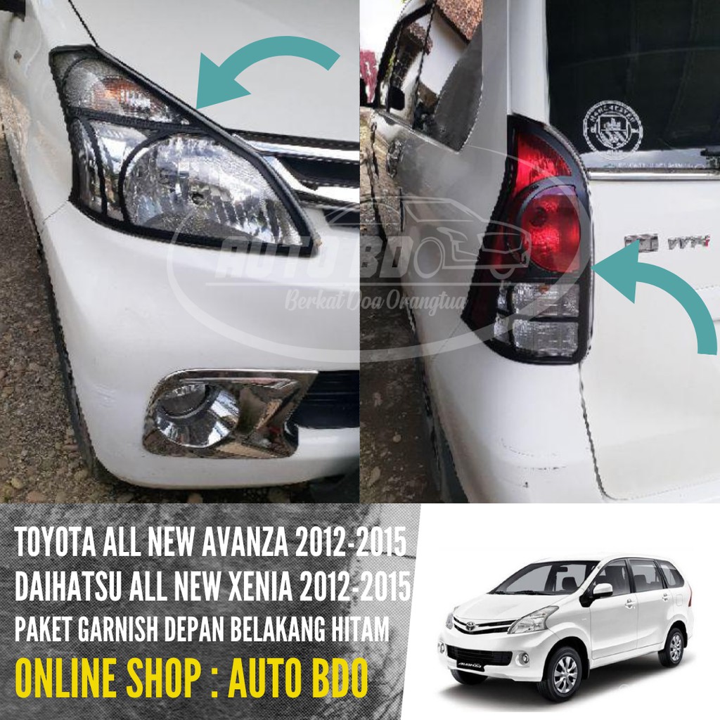 All New Avanza / Xenia Black Matte ด้านหน้าและด้านหลัง Light Garnish Package
