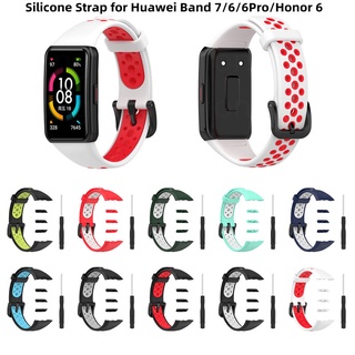 สายรัดข้อมือซิลิโคน แบบนิ่ม ระบายอากาศ สําหรับ Huawei Band 7 6 Honor Band 6 Huwei Band 6 Pro