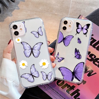 เคส Vivo S1 Pro S1 V17 V11i V11 V15 Pro V15 V17 Neo V20 SE V20 V7 Y7s Y70 Y75 Z5 Z1x แฟชั่น สีม่วง ผีเสื้อ กันกระแทก ใส TPU เคสนิ่ม
